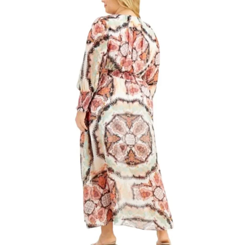 INC Plus Size Smocked Puff Sleeve Maxi Dress Size 3X - Picture 2 of 8